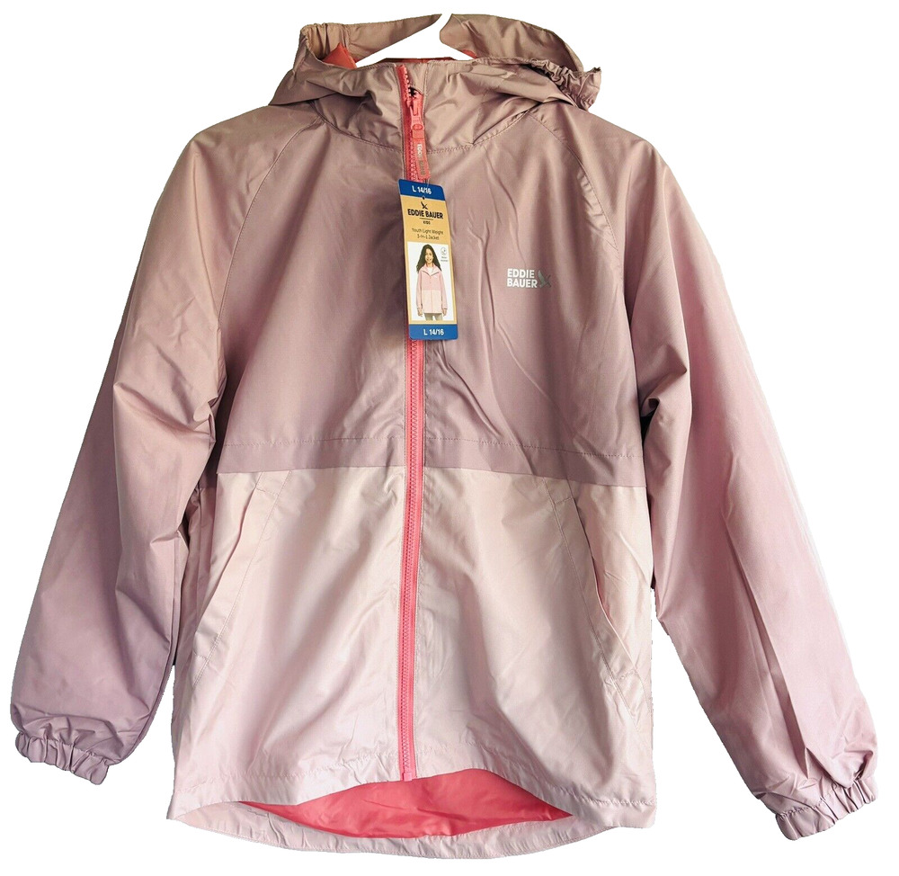 Eddie Bauer Kids Youth Girls Light Weight 3-In-1 Jacket Blush Size Large 14/16